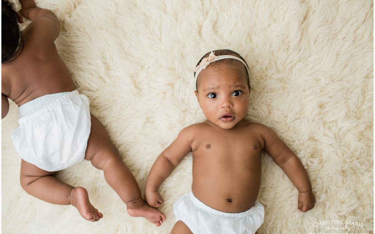 6 month old sister twins - studio milestone session | Alpharetta Baby Photographer