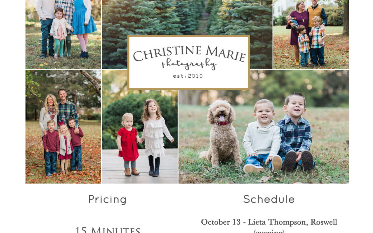 Fall Mini Session Schedule - Christmas Tree Minis | Alpharetta Family Photographer